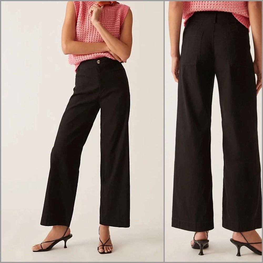 Maeve The Colette Full Length Wide Leg Pants Black Size 34 Casual Classic Staple